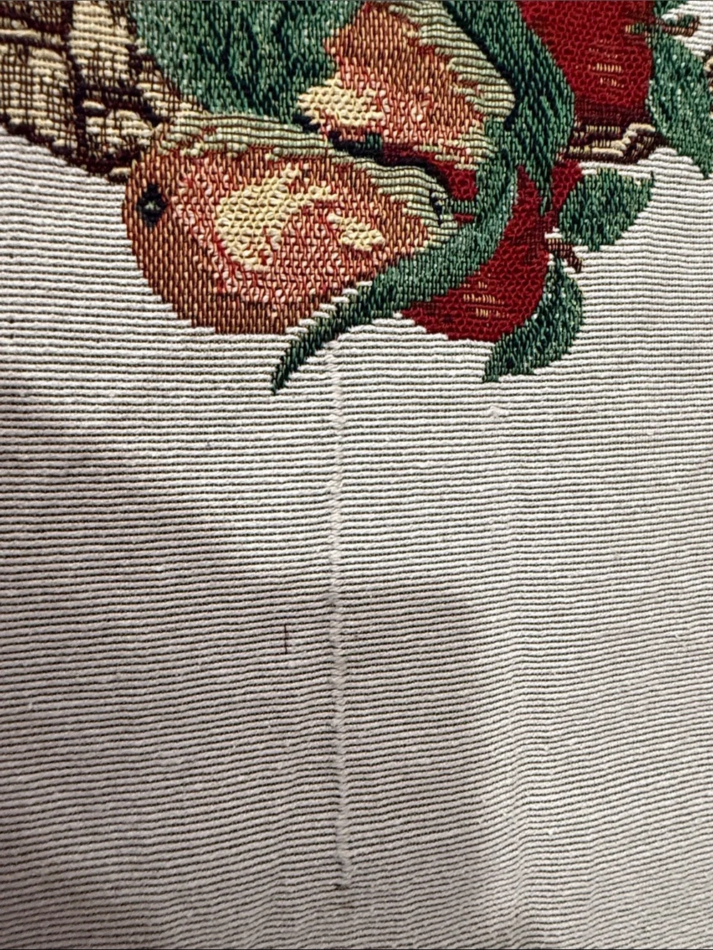 Vintage Tapestry Fruit Basket Embroidered Table Runner and 2 Placemats 70” Long